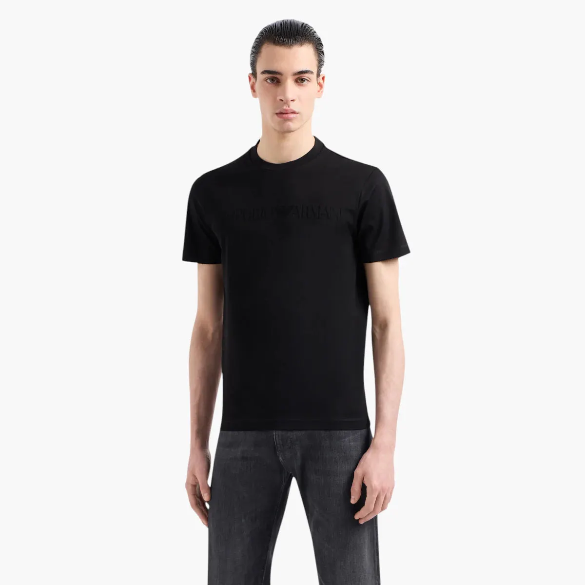 Regular Fit Cotton Crewneck T-Shirt With Jacquard Logo