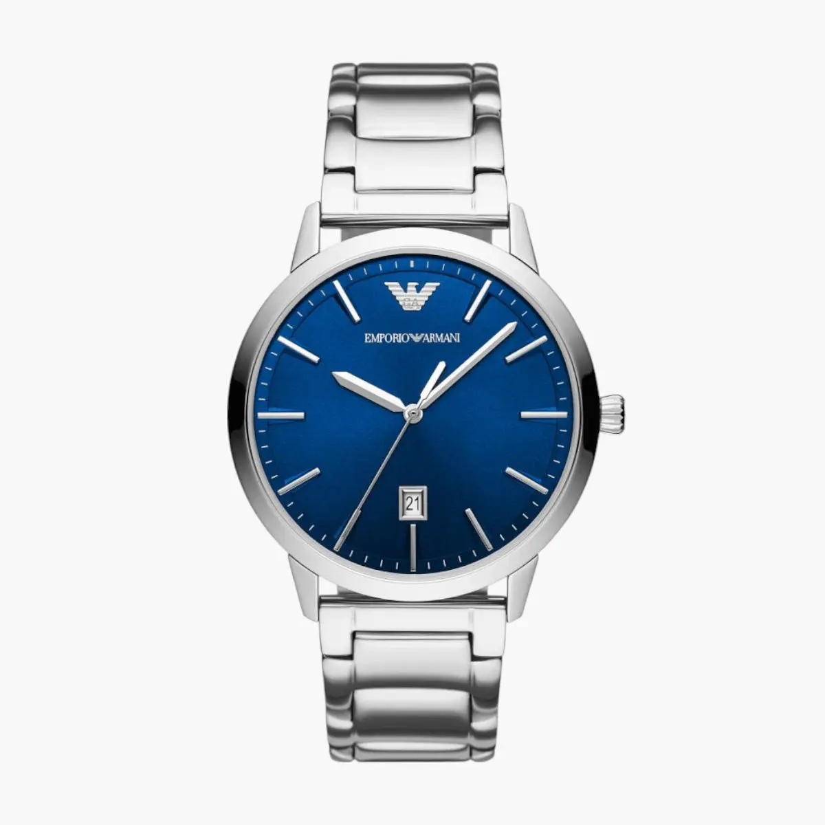 Silver Round Three-Hand Date Stainless Steel Watch