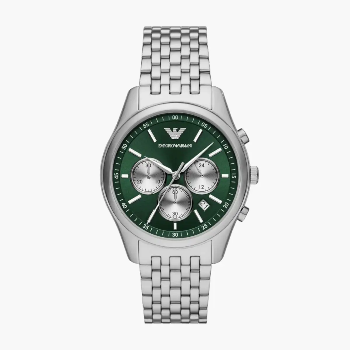 Silver Round Chronograph Stainless Steel Watch
