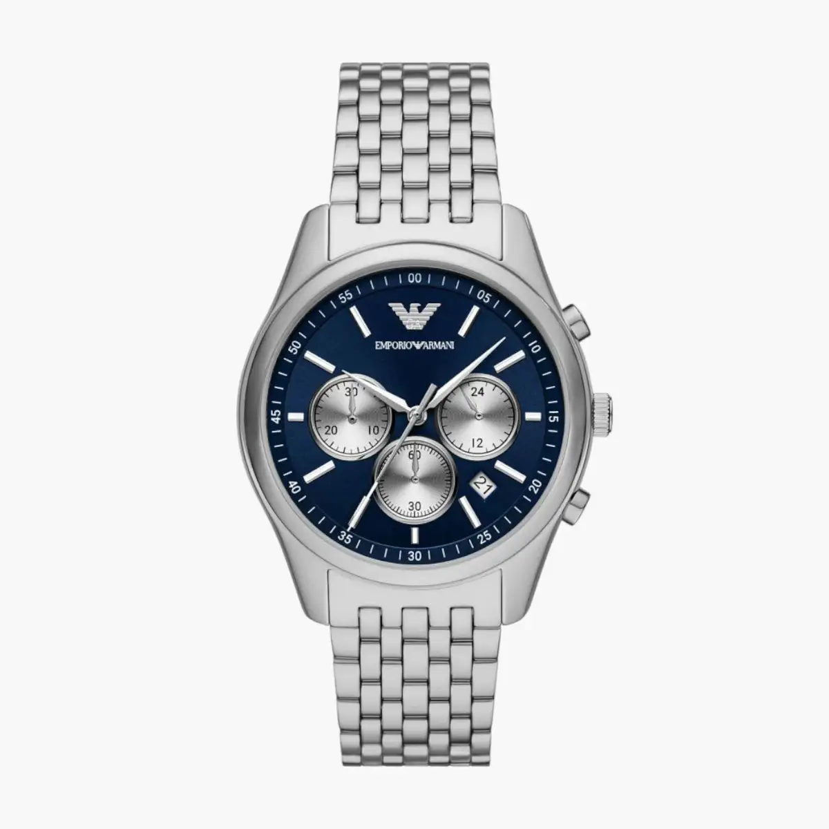 Silver Round Chronograph Stainless Steel Watch