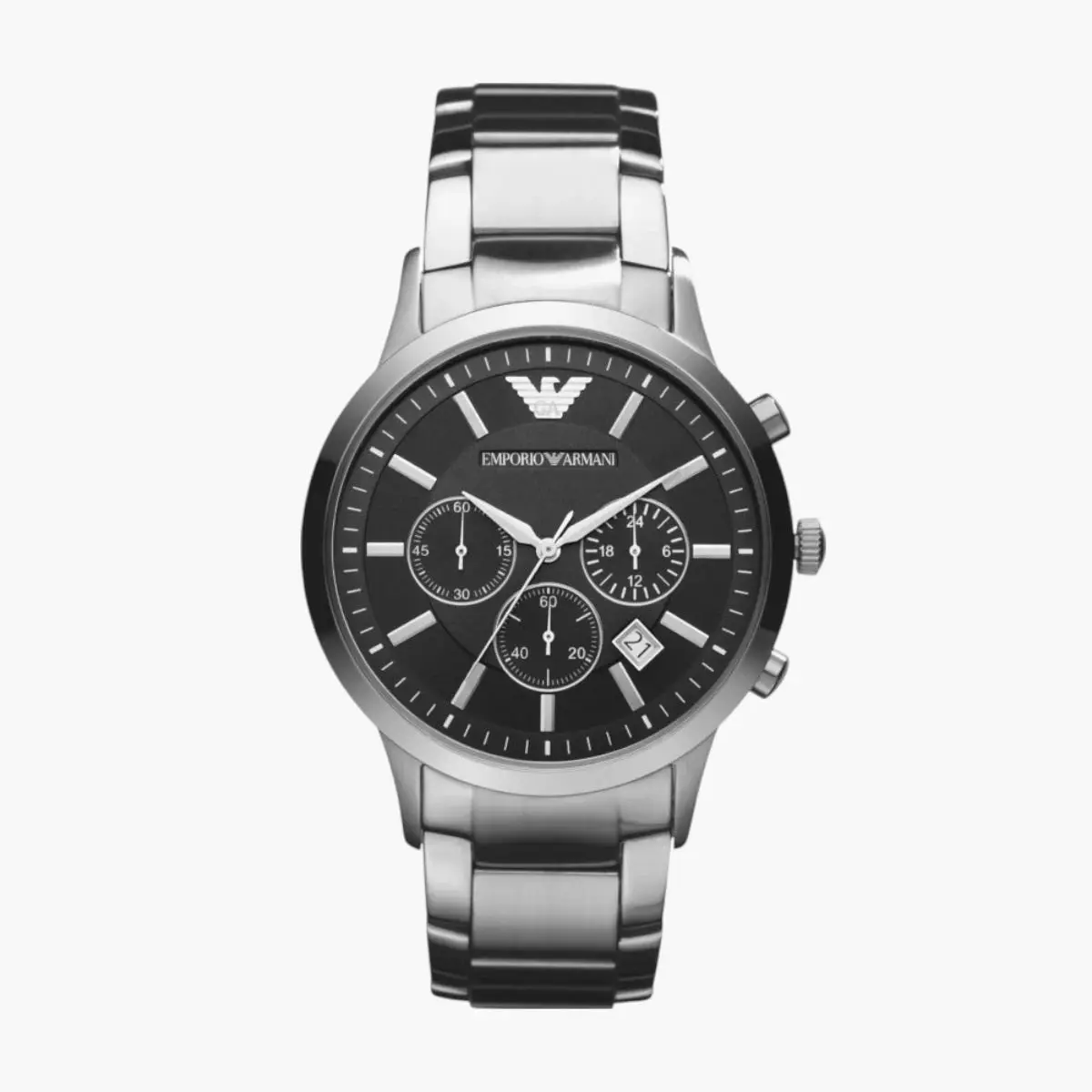 Silver Round Chronograph Stainless Steel Watch