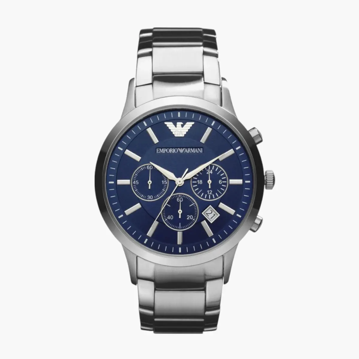 Silver Round Chronograph Stainless Steel Watch