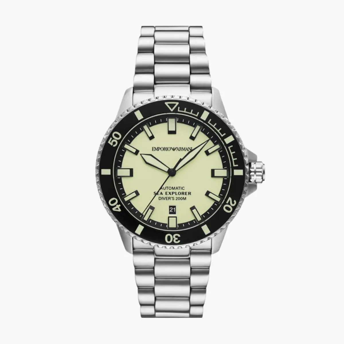 Silver Sea Explorer Round Stainless Steel Watch