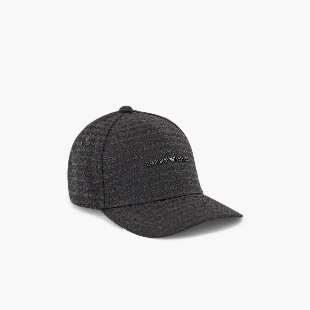 All-Over Jacquard Logo Baseball Cap With Metal Plate Logo