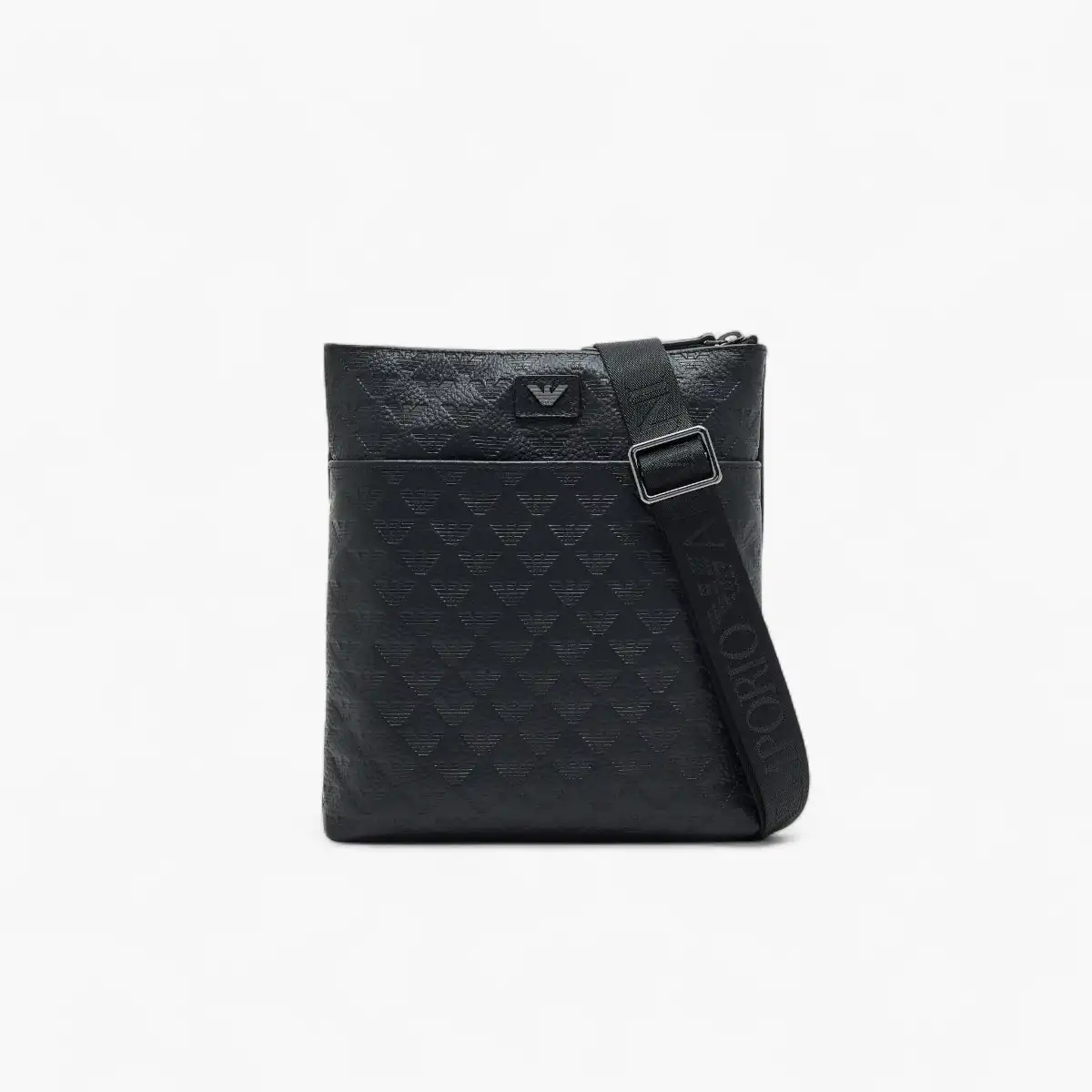 All-Over Logo Flat Leather Shoulder Bag