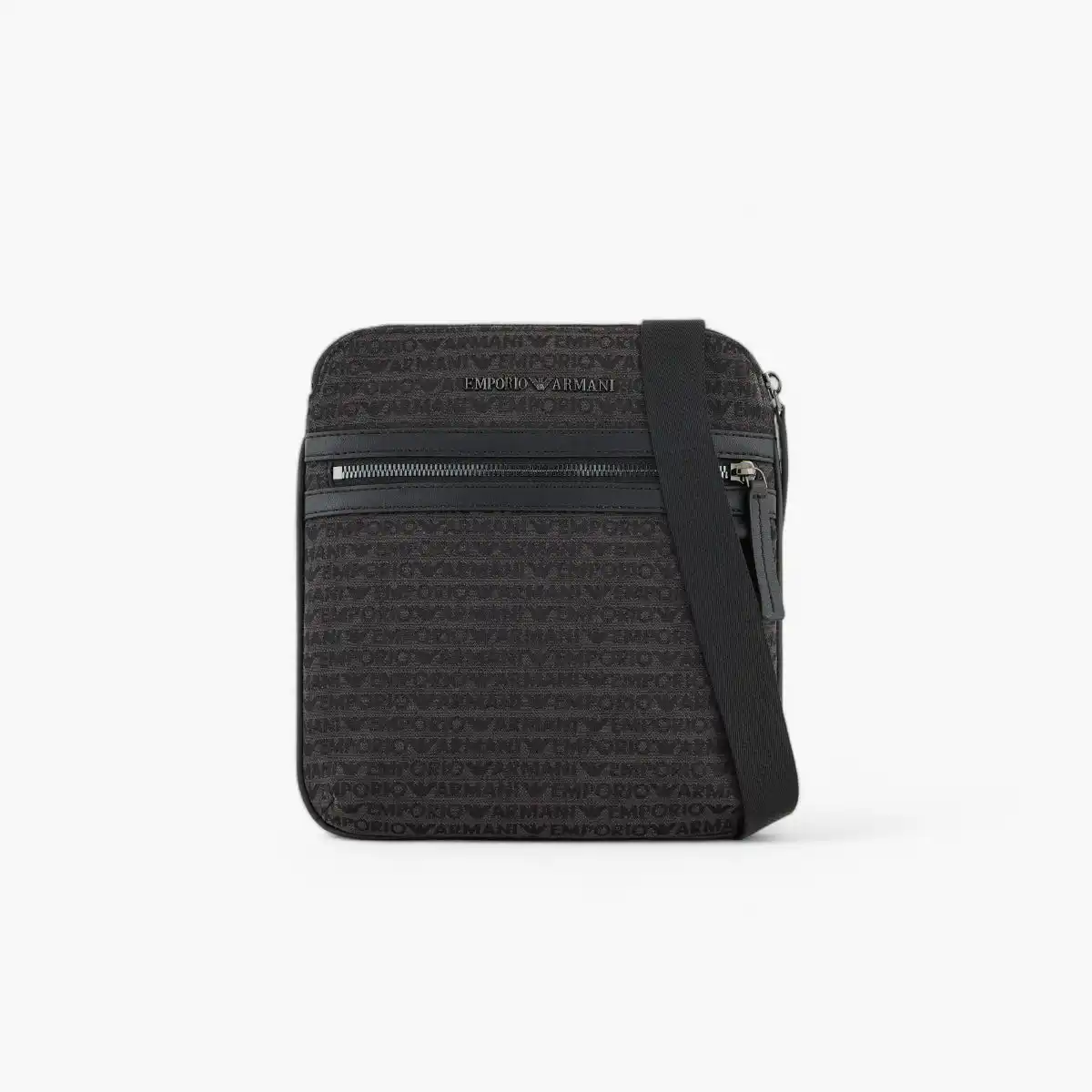 All-Over Jacquard Logo Shoulder Bag With Metal Plate Logo