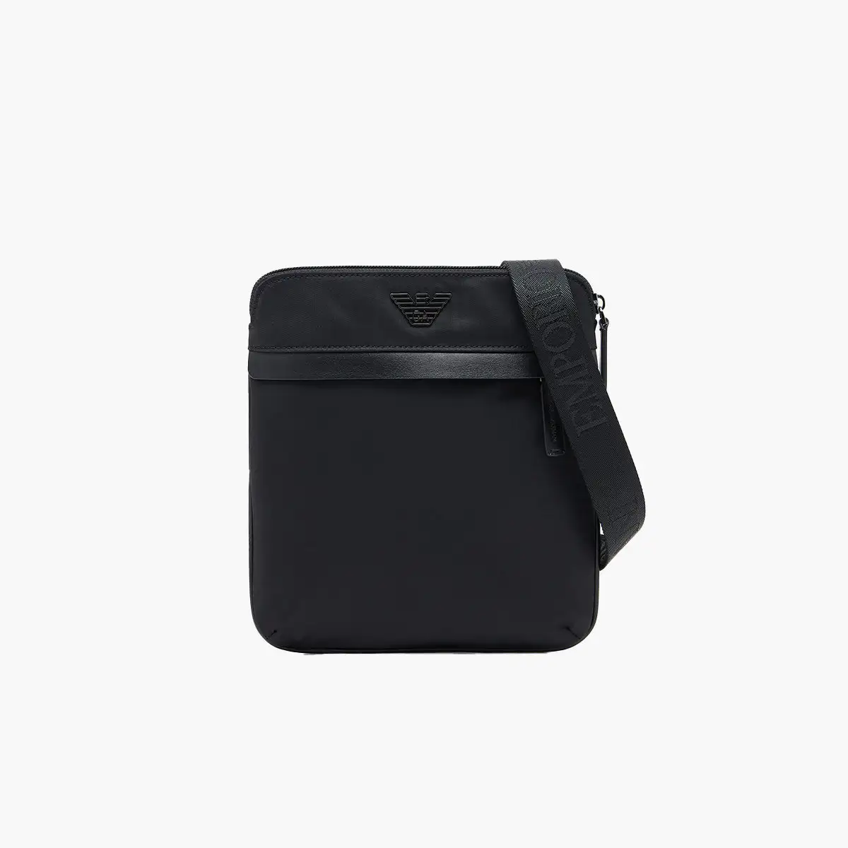 Flat Shoulder Bag With Metal Eagle Plate