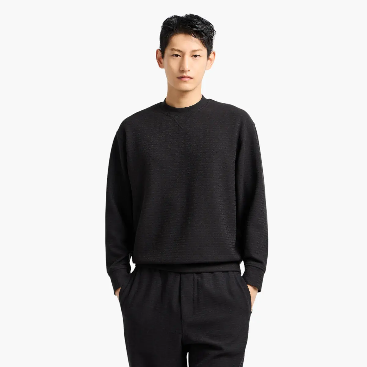 Regular Fit Crewneck Asv Sweatshirt With All-Over Jacquard Branding