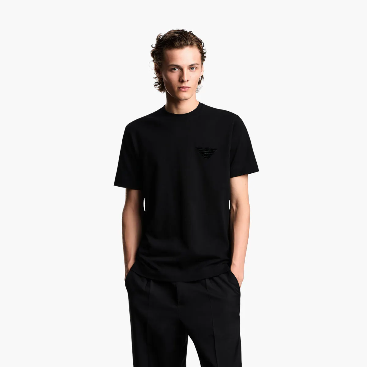 Cotton Piqué T-Shirt With Eagle Patch