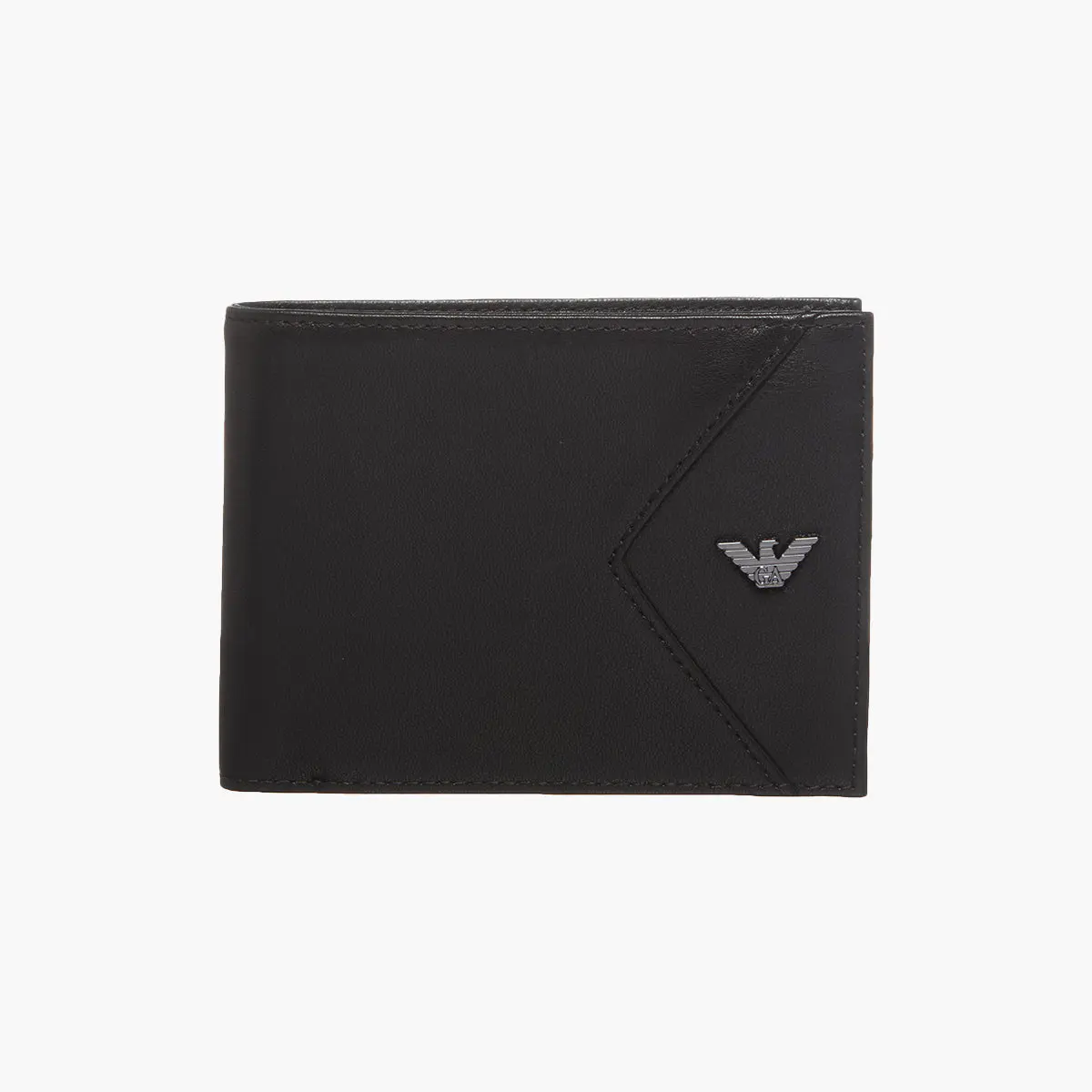 Leather Bifold Wallet With Metal Eagle Logo