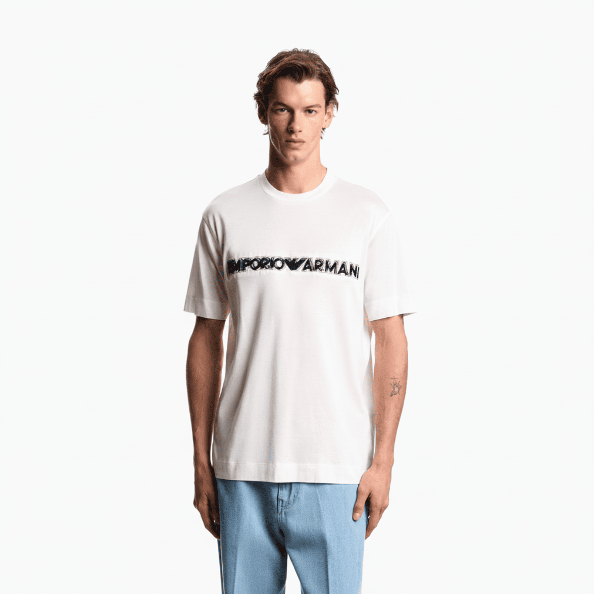 REGULAR FIT T-SHIRT WITH OVERSIZED EMBOSSED LOGO