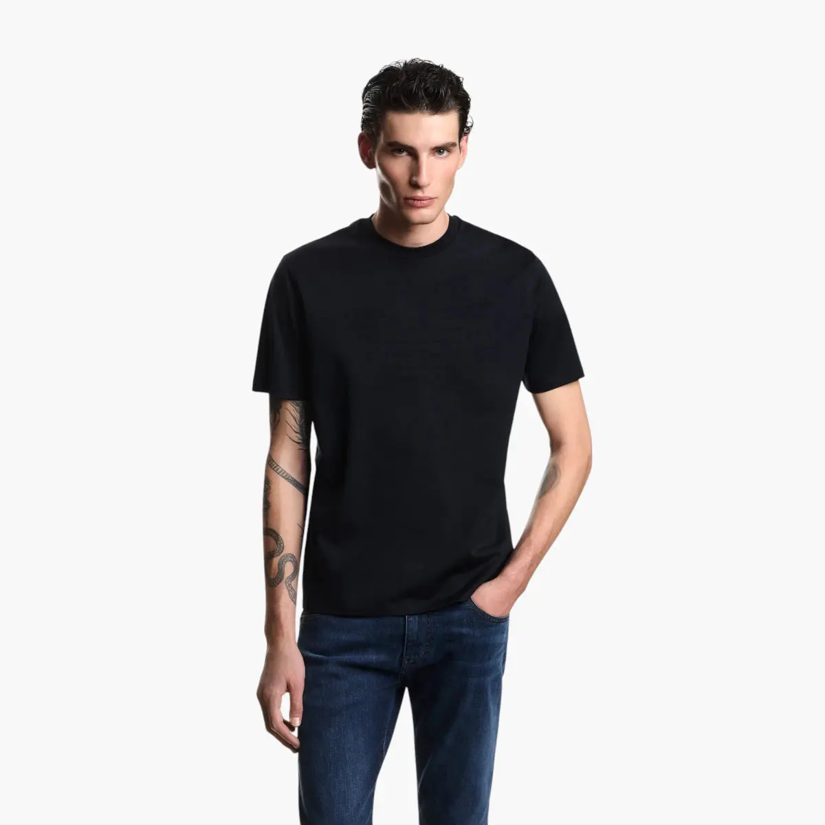 Regular Fit Cotton T-Shirt With Intarsia Logo