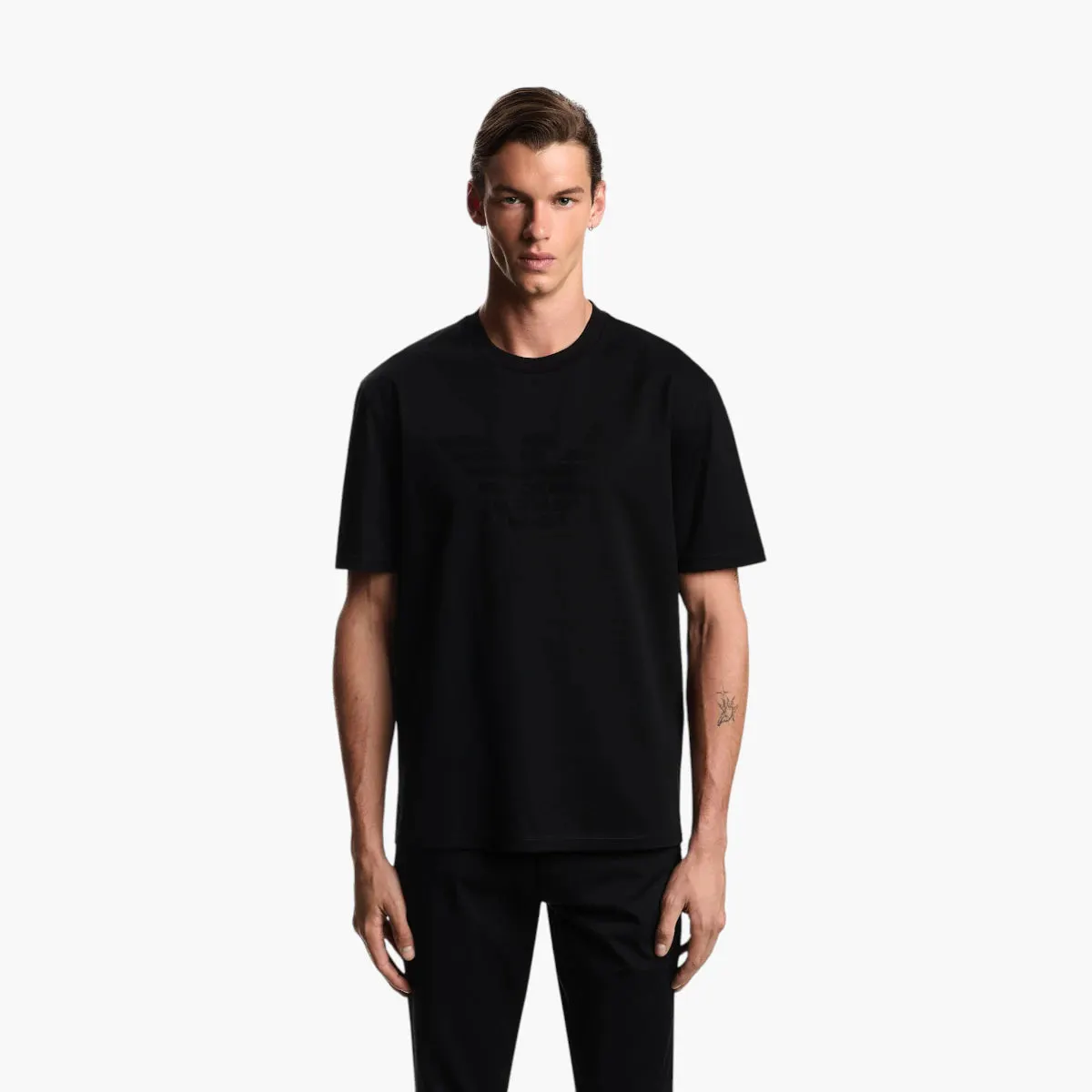 Regular Fit Cotton T-Shirt With Intarsia Logo