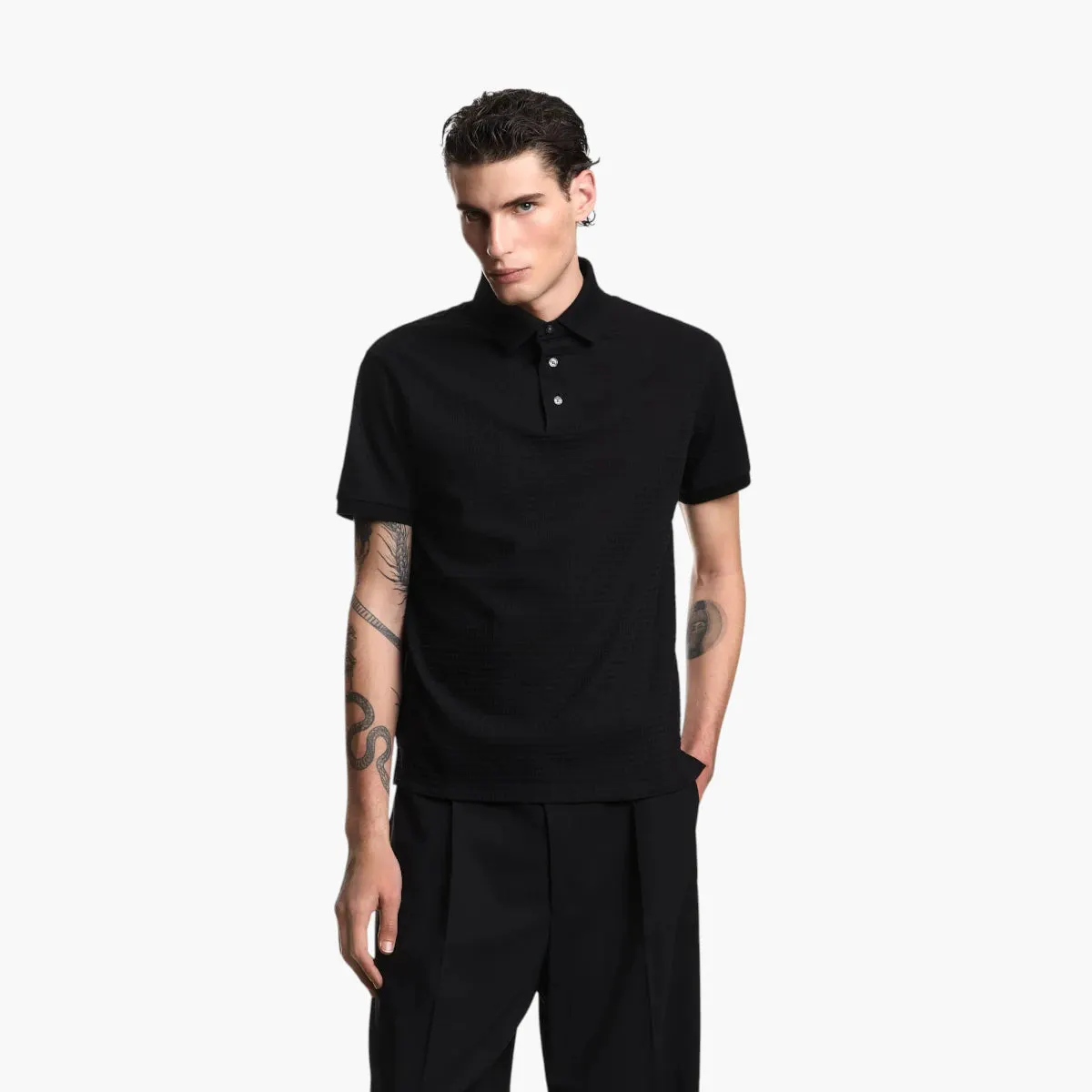 All-Over Logo Cotton Jacquard Polo Shirt