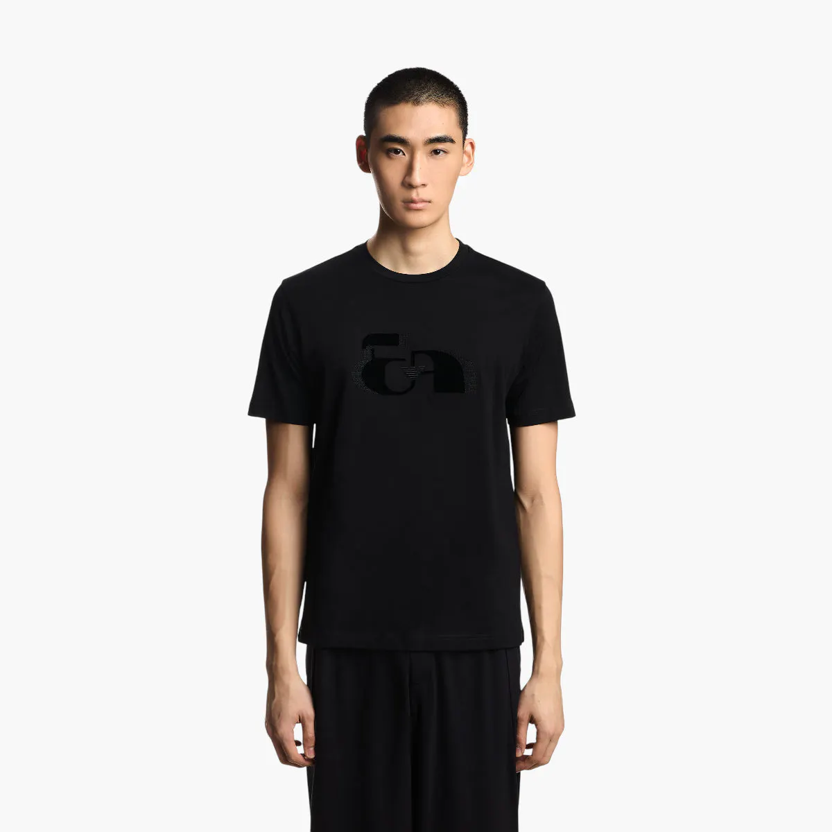 Cotton T-Shirt With Op-Art Embroidery