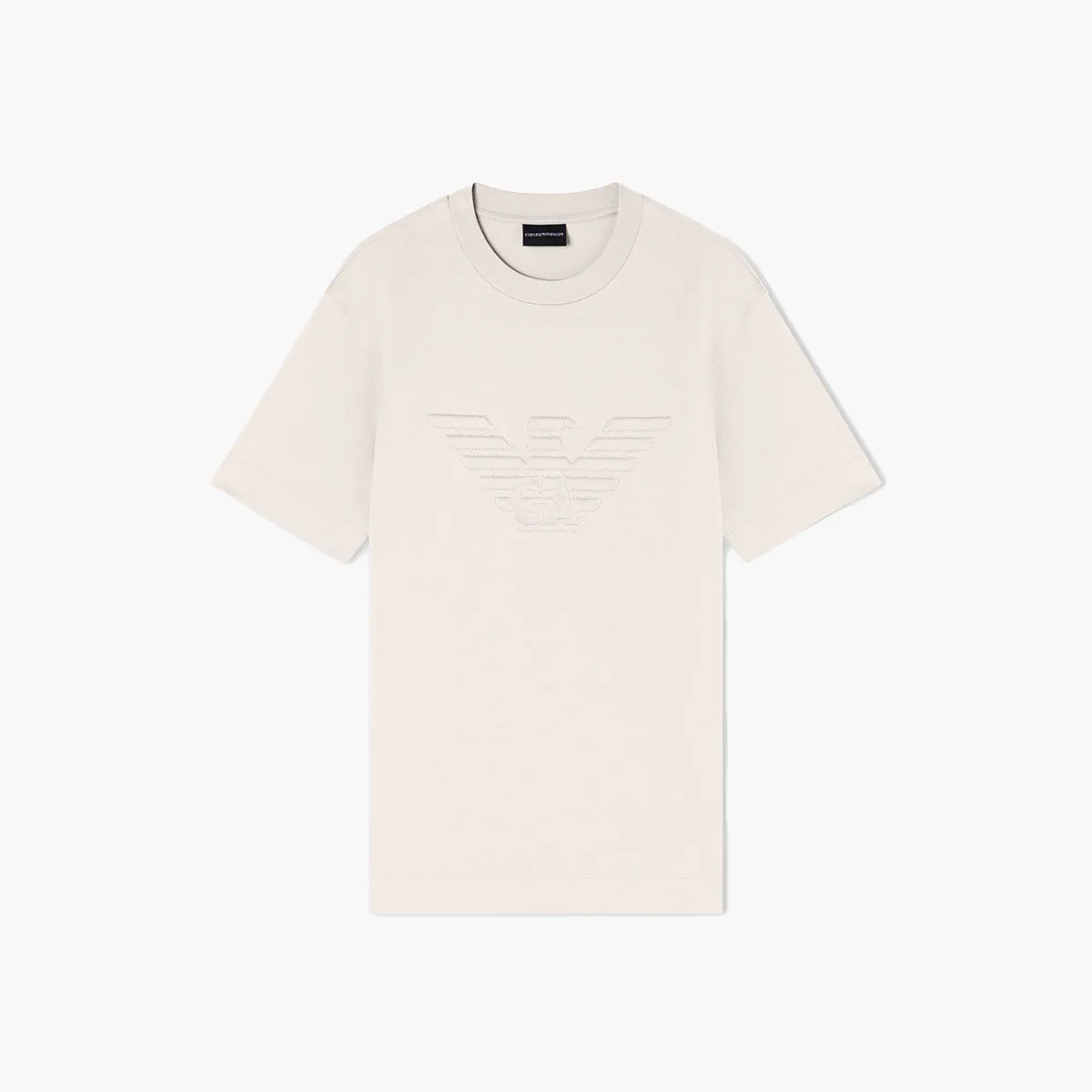 Slim Fit Cotton T-Shirt With Embossed Eagle Logo