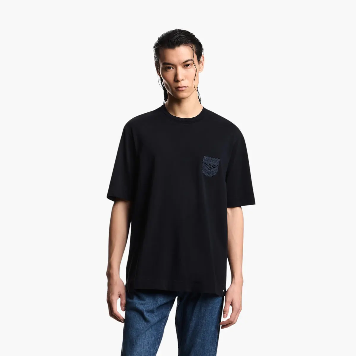 Heavyweight Cotton T-Shirt With Embroidered Shield Logo