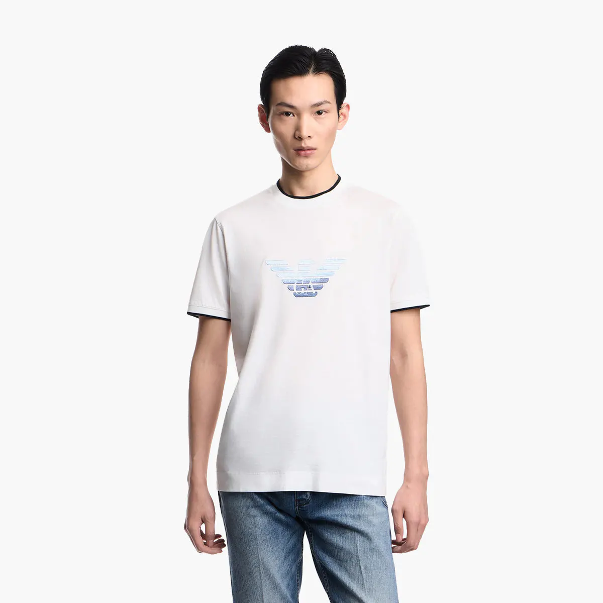 Slim Fit T-Shirt With Gradient Embroidered Eagle Logo
