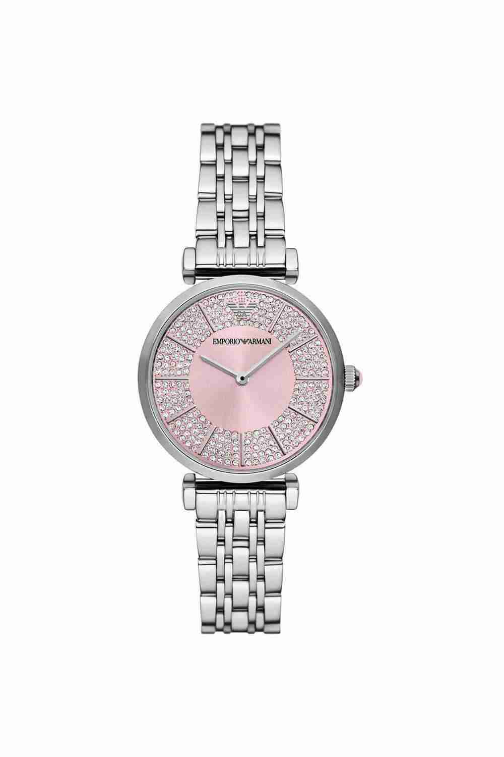 Women's 32 mm Analogue Quartz Watch - Pink Dial with Silver Stainless Steel Strap (WAR11686I)