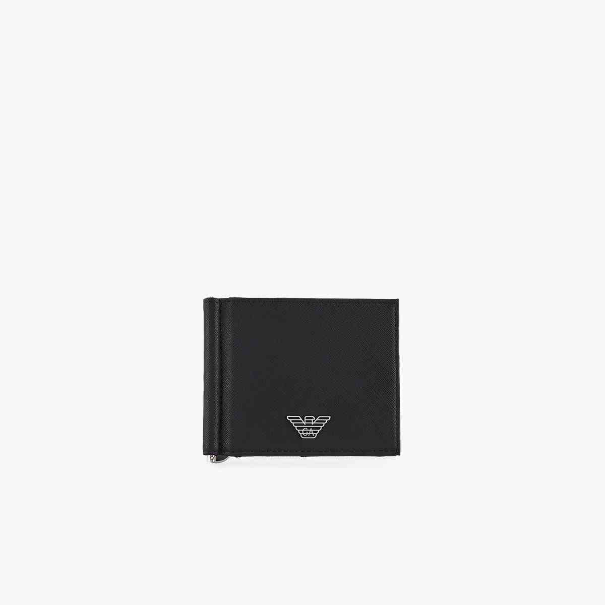 Regenerated Leather Compact Wallet With Eagle Plate