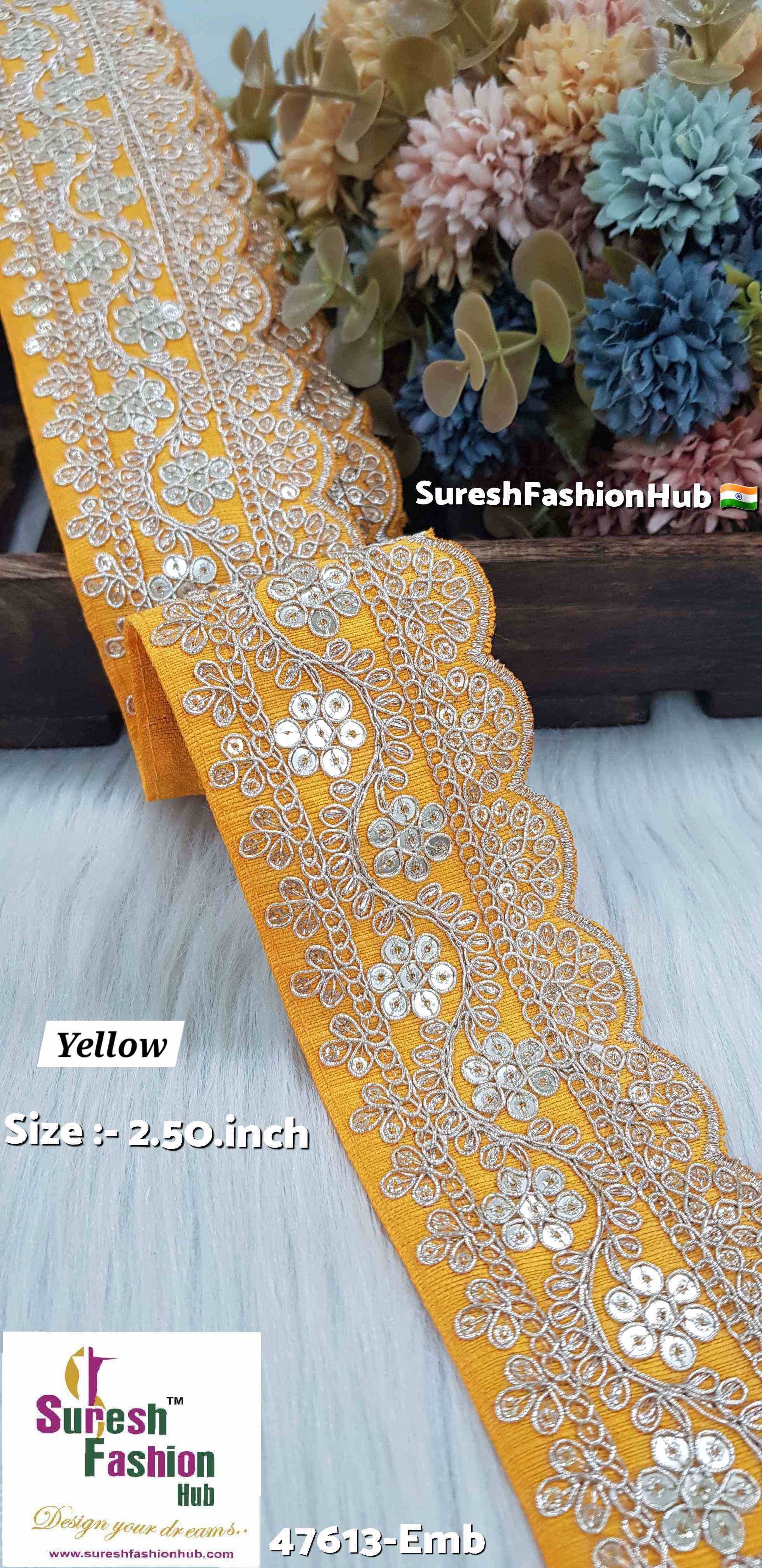 Floral Yellow Fabric Based Embroidery