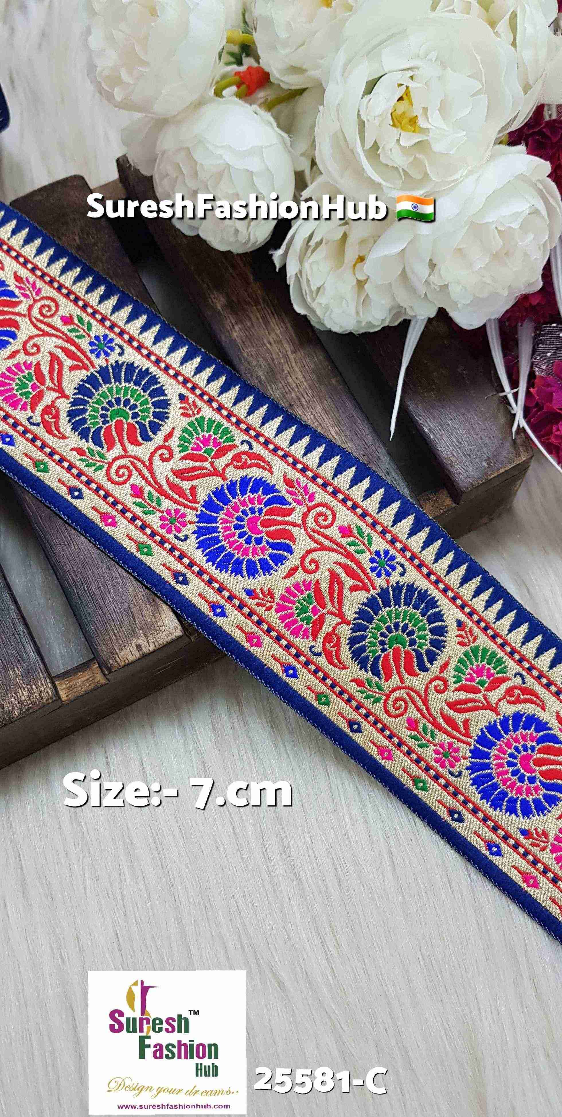Navy Blue Elite Floral Banarasi Lace