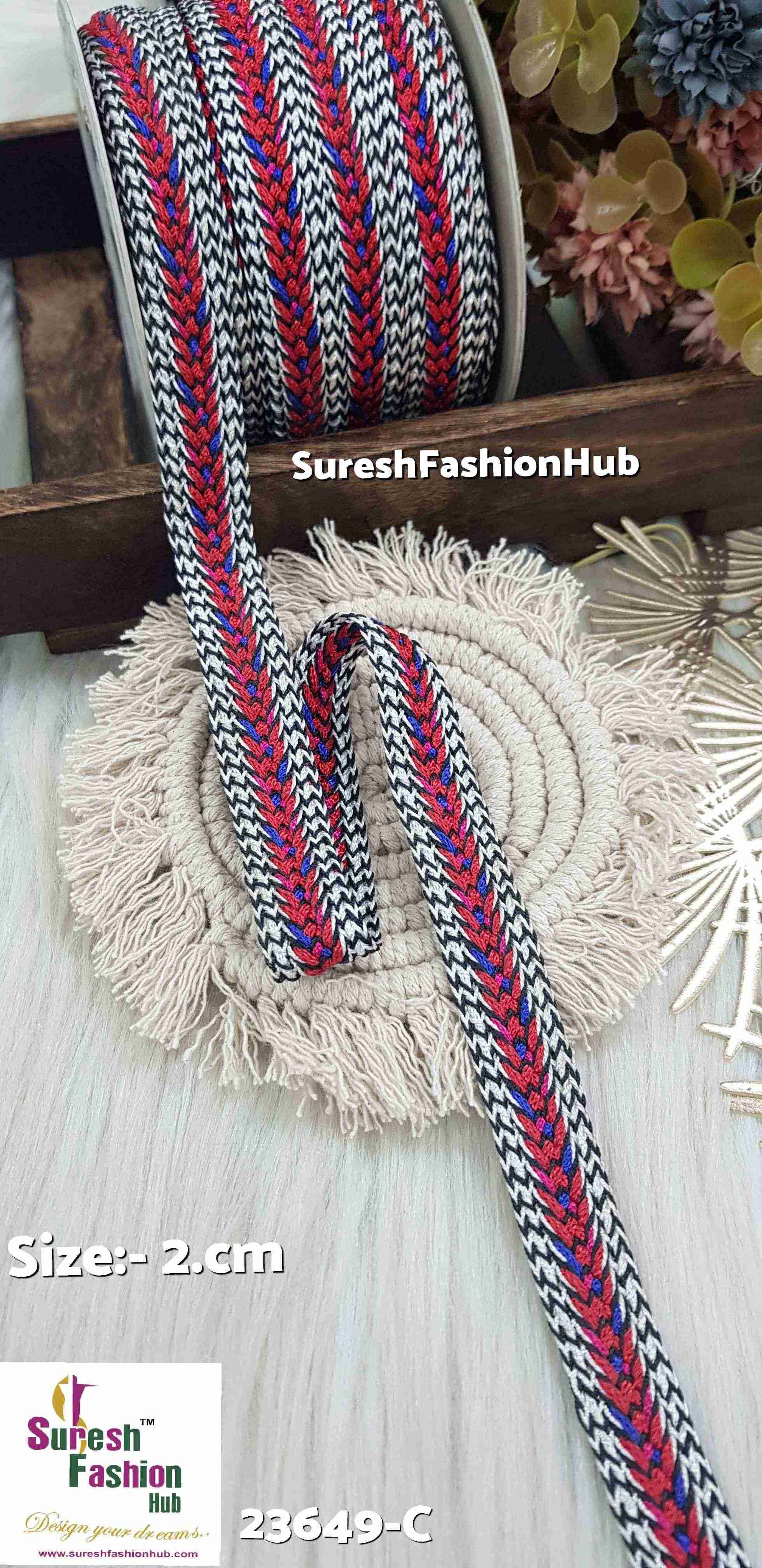 Vibrant Chevron Pattern Braided Trim(Rani)