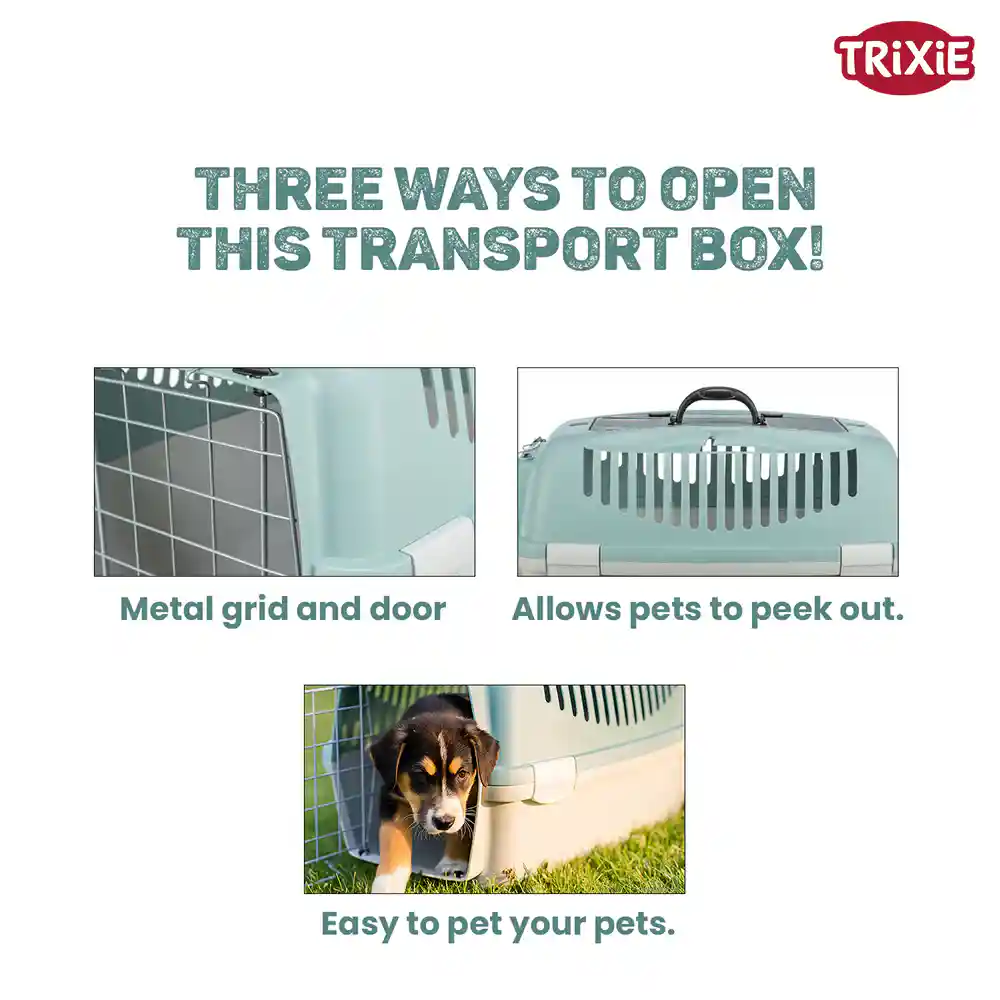 Trixie Capri 3 Open Top Carrier for Dogs and Cats (Light Grey/Sage)