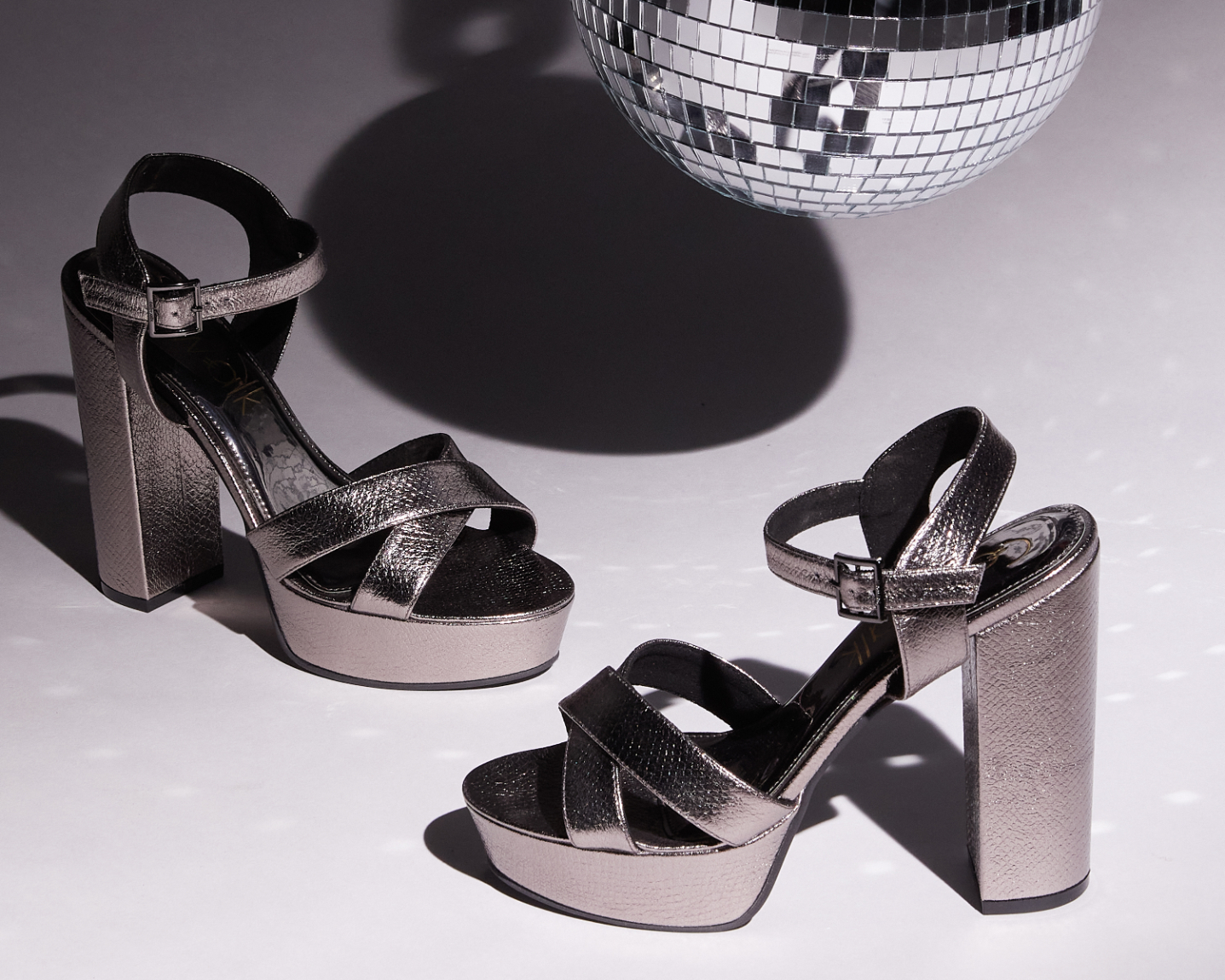 Shimmer Ankle Strap Platforms