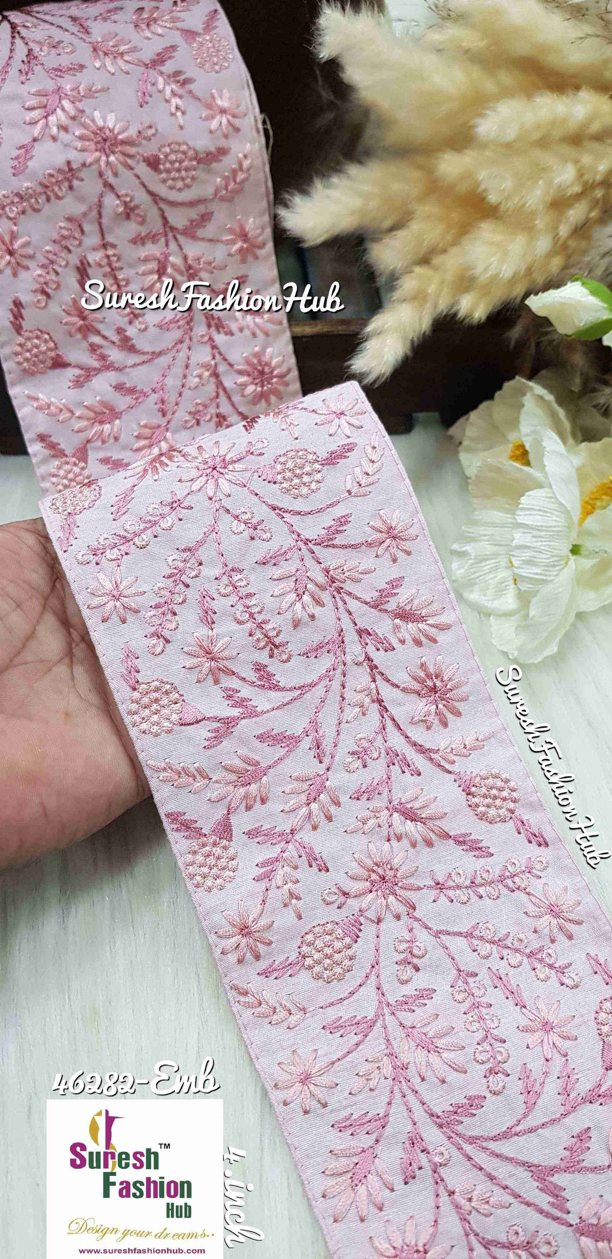 Dainty Flowers Baby Pink Threaded Ribbons
