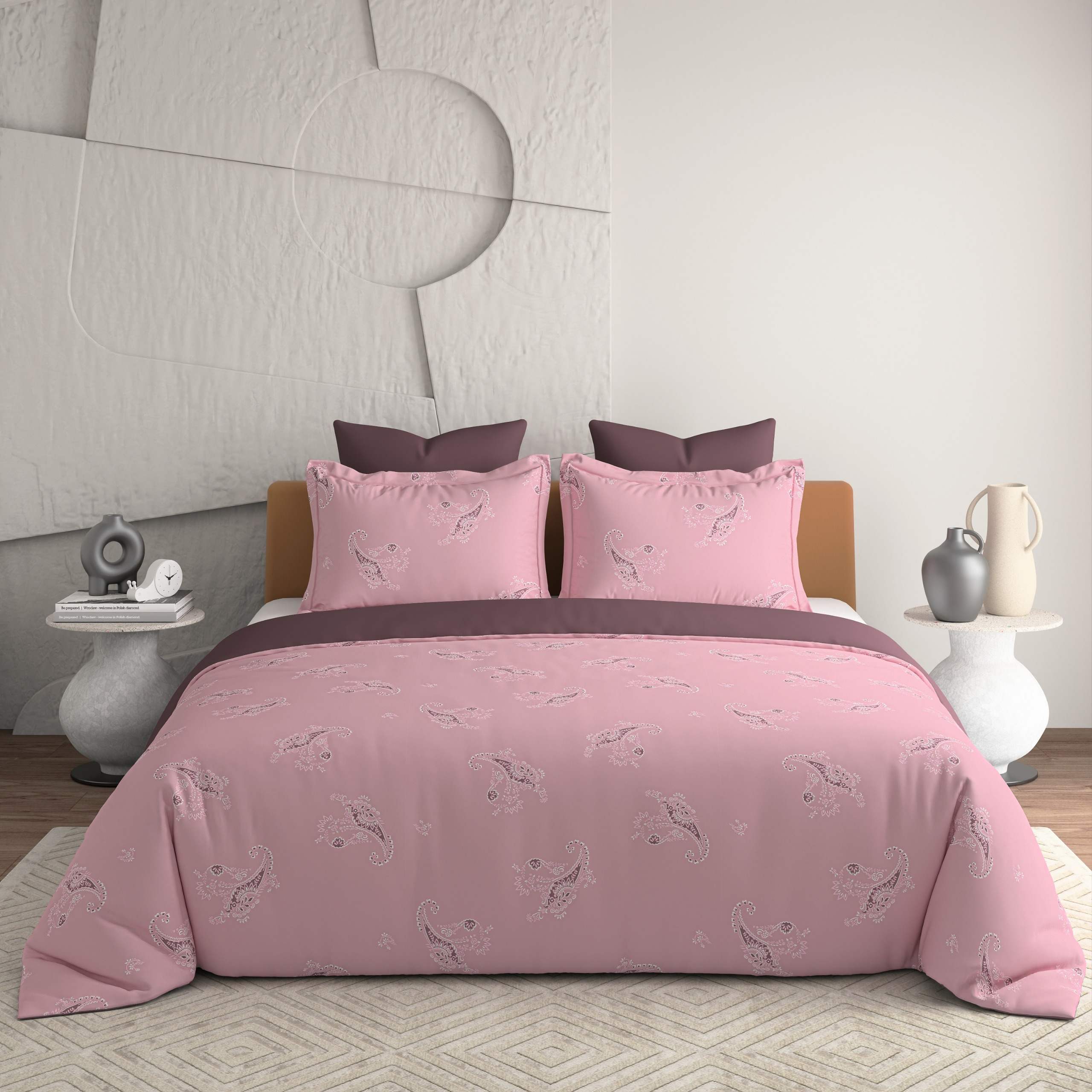 Bellagio Jovial Peach Cotton 3pc King Size BedSheet Set
