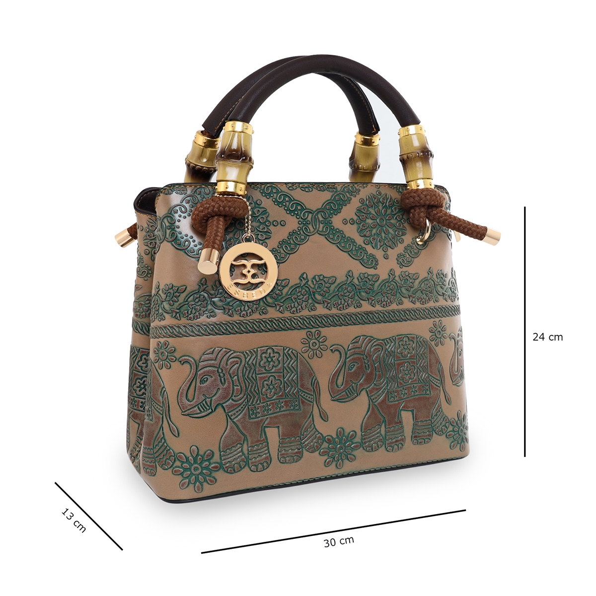 ESBEDA | ESBEDA Green Color Vintage Elephant art handbag For Women's 1