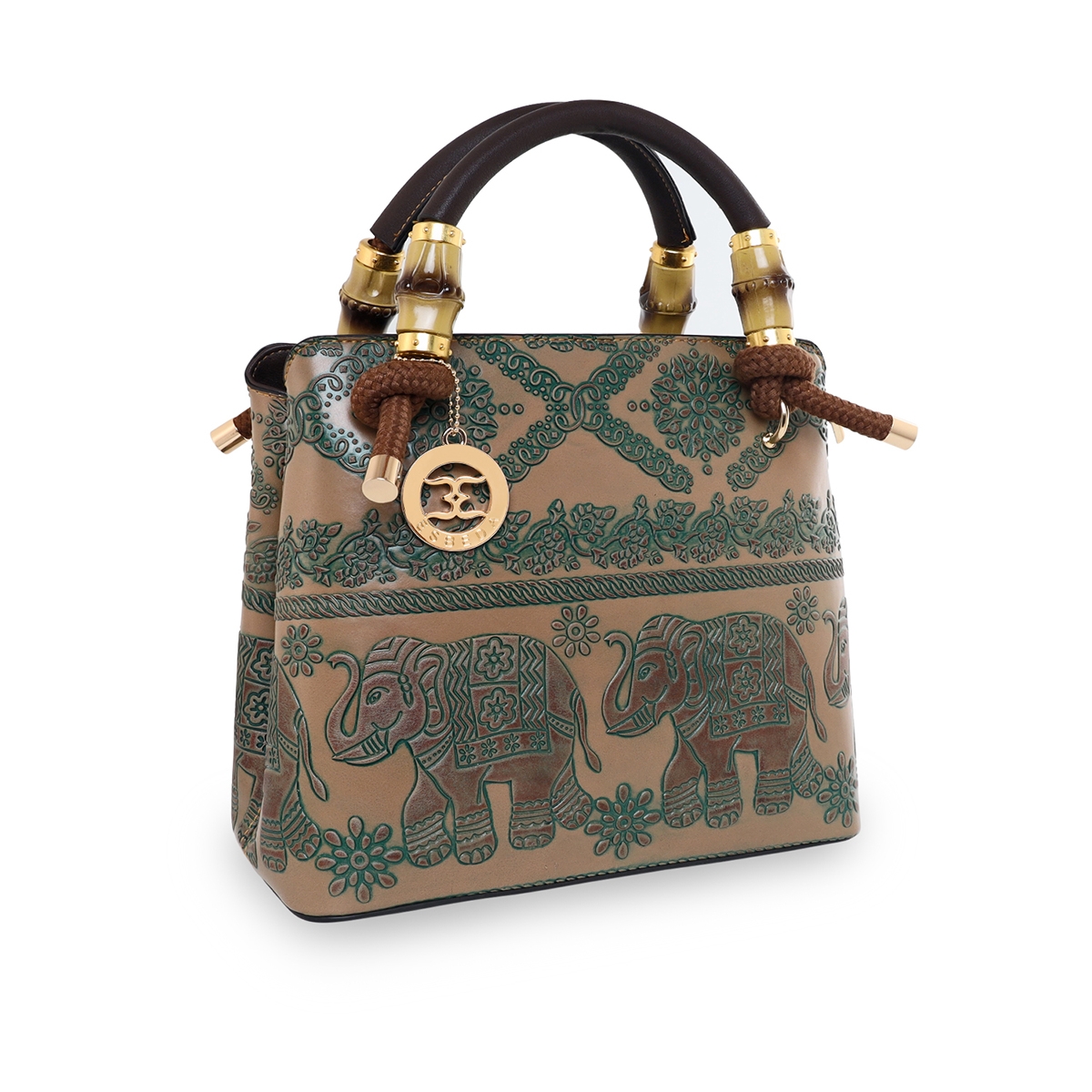 ESBEDA | ESBEDA Green Color Vintage Elephant art handbag For Women's 7