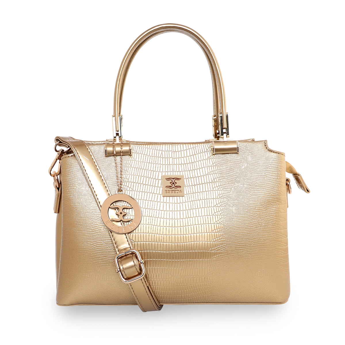 ESBEDA | ESBEDA Gold Color Solid Emoboss pattern Glossy Handbag For Women 0