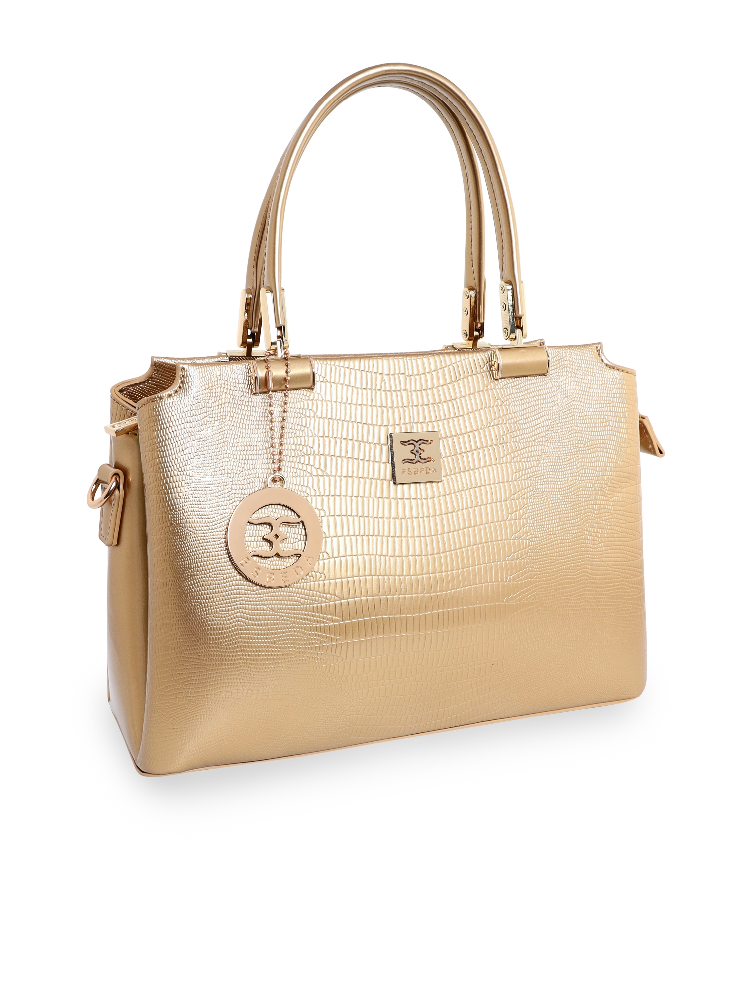 ESBEDA | ESBEDA Gold Color Solid Emoboss pattern Glossy Handbag For Women 7