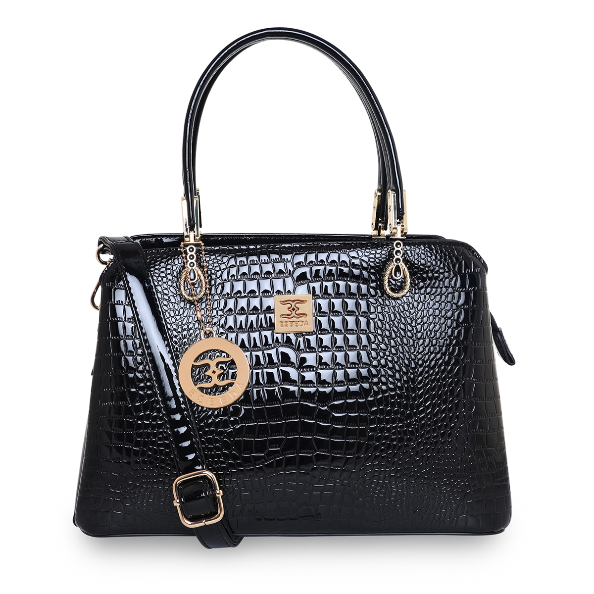 ESBEDA | ESBEDA Black Color Solid Emoboss pattern Glossy Handbag For Women 0