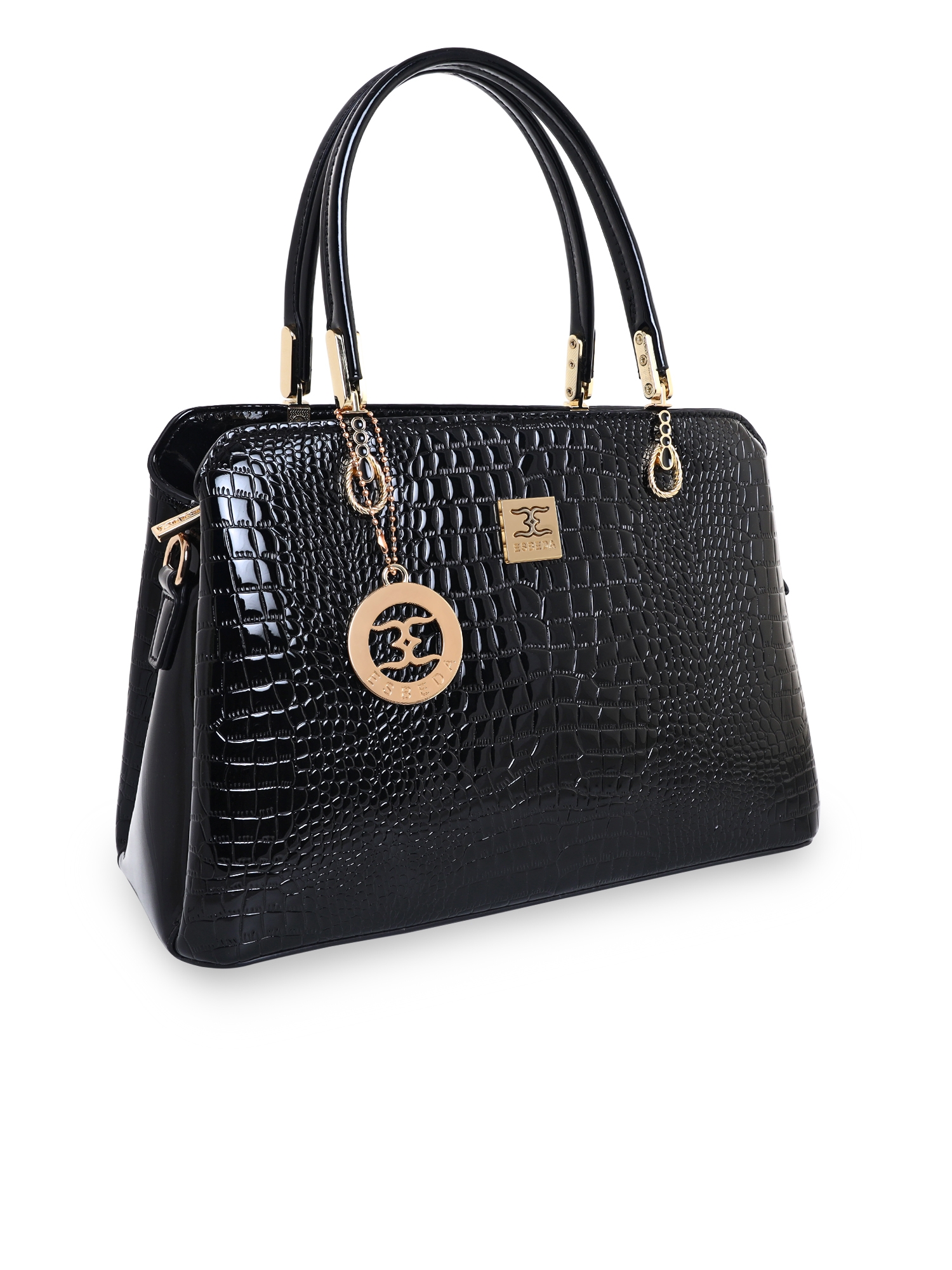 ESBEDA | ESBEDA Black Color Solid Emoboss pattern Glossy Handbag For Women 7