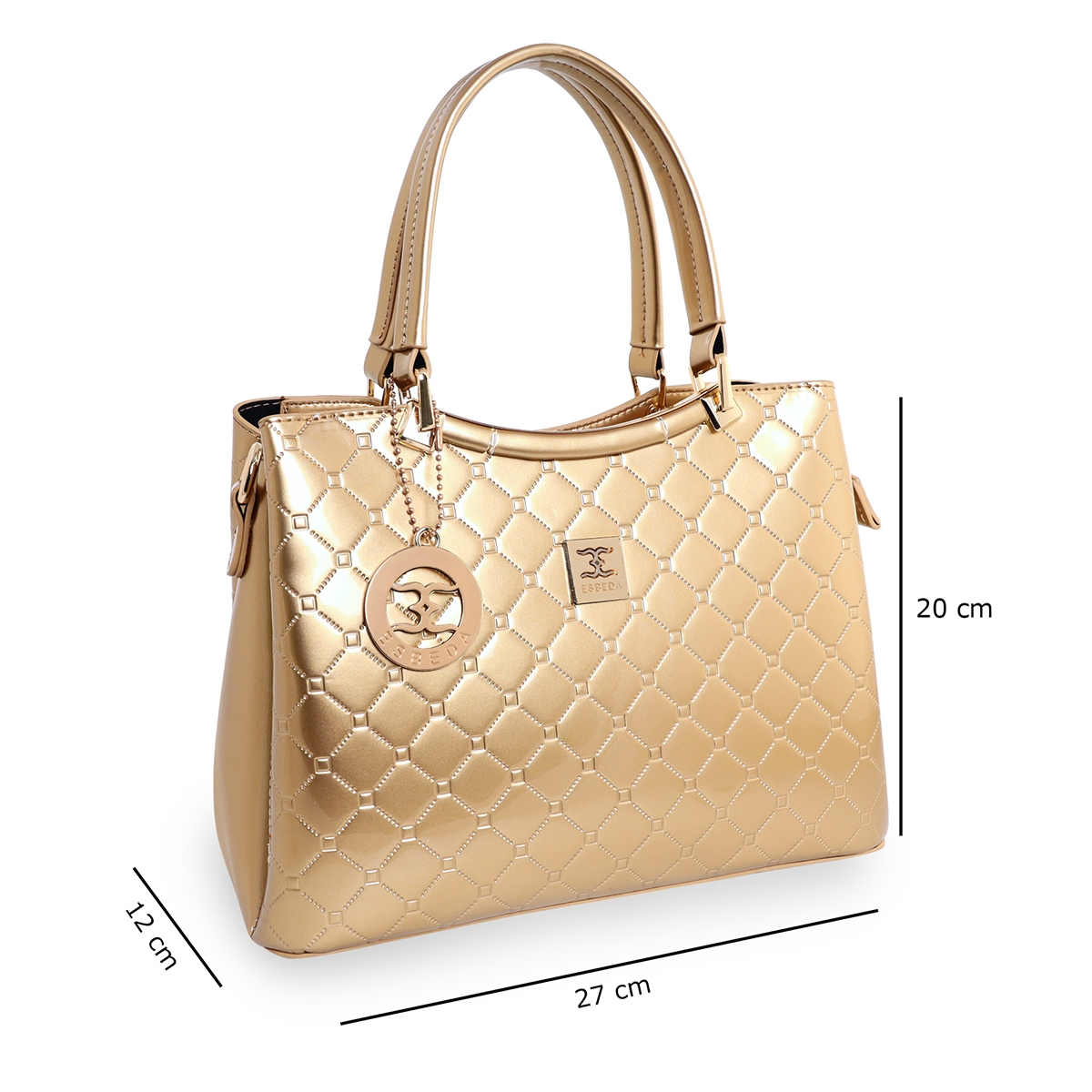 ESBEDA | ESBEDA Gold Color Solid Emoboss pattern Glossy Handbag For Women 1