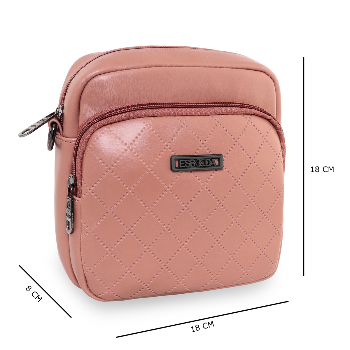 ESBEDA | ESBEDA Peach Color Solid Pattern Soft Crossbody Slingbag For Women 1