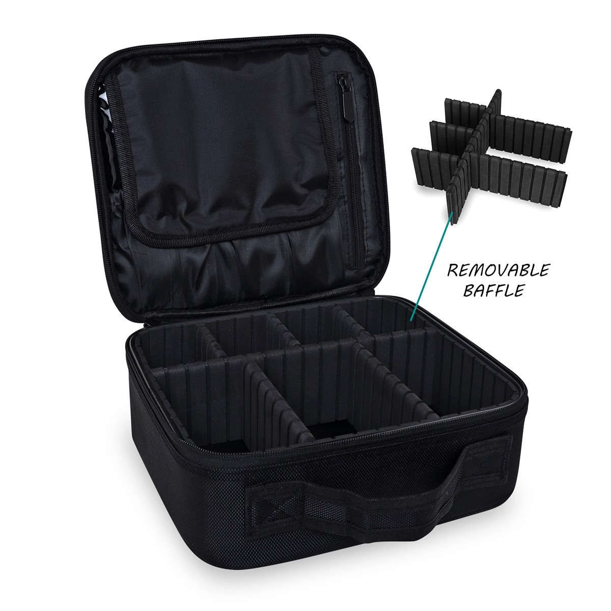 Women's Black Nylon Solid Cosmetic Bag