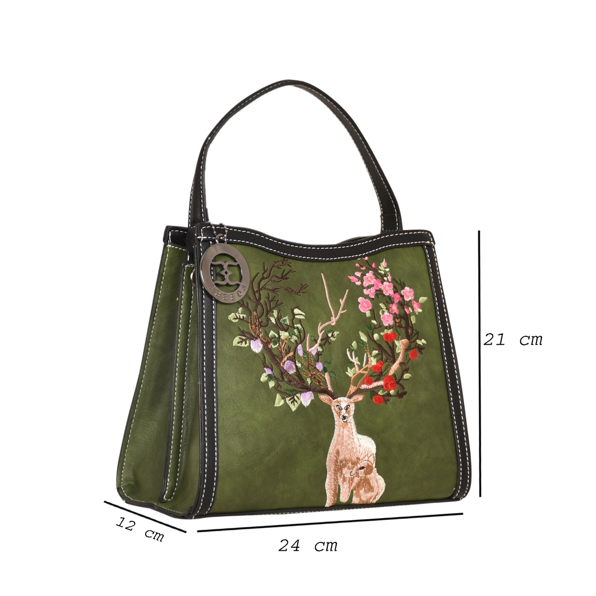 ESBEDA | ESBEDA Olive Green Color Embroidery Dear Handbag For Womens 1