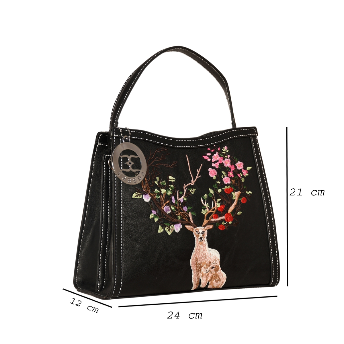 ESBEDA | ESBEDA Black Color Embroidery Dear Handbag For Womens 1