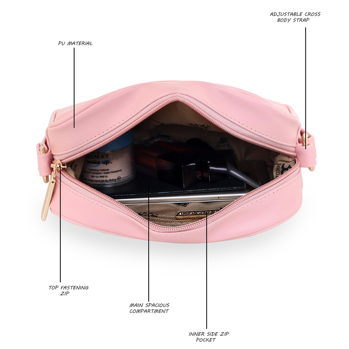 ESBEDA | Women's Pink PU Solid Sling Bags 3