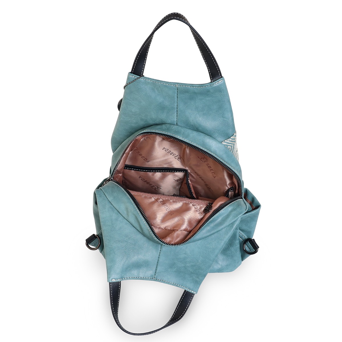 ESBEDA Blue Color Floral Embroidery Backpack Cum Handbag For Women