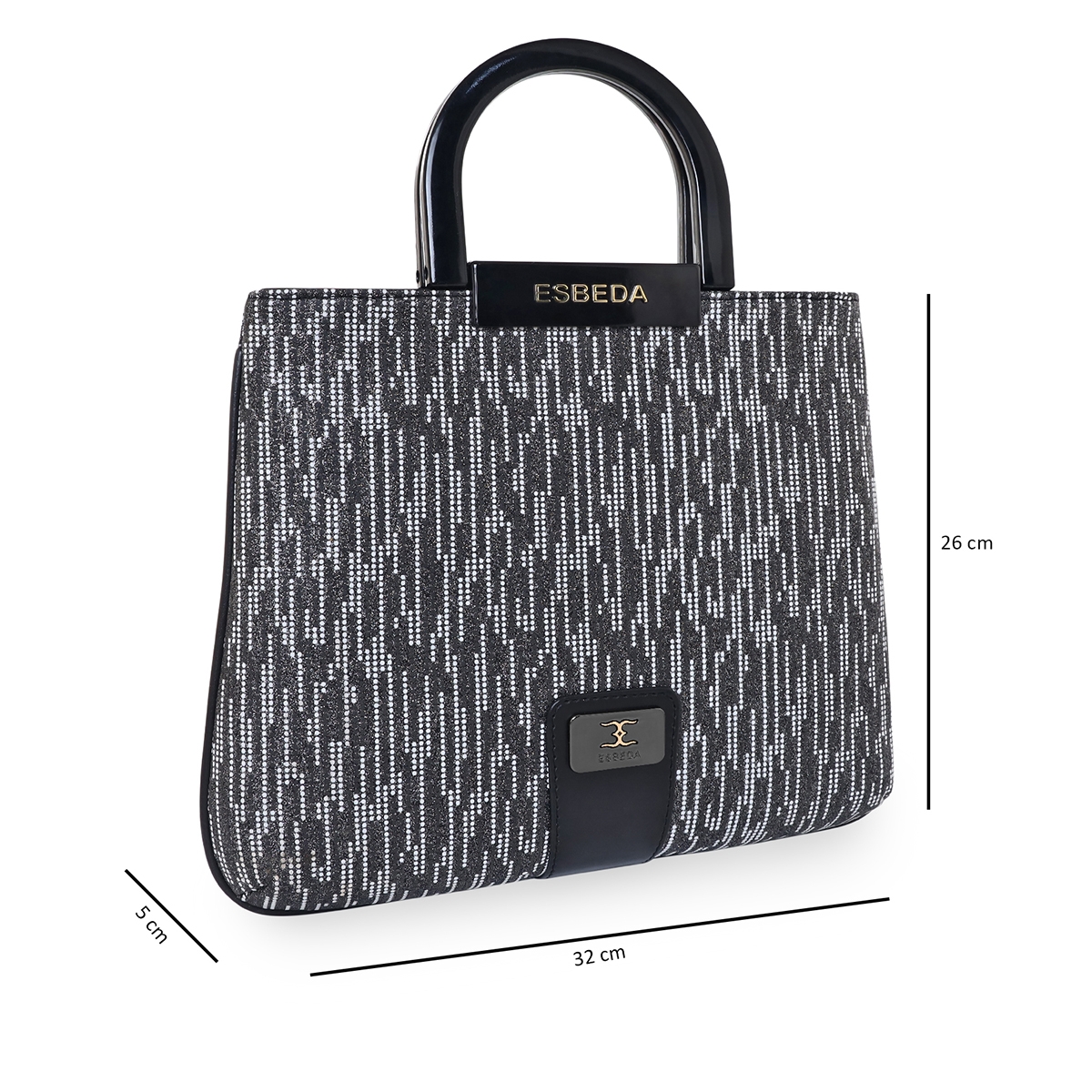 ESBEDA | ESBEDA Black Colour Dot Printed Glitter Shine Handbag for Women 1