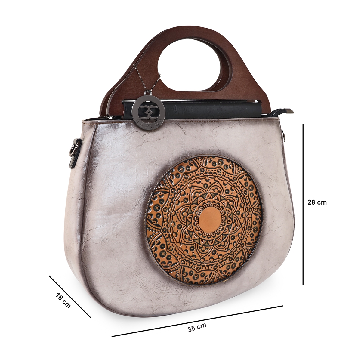 ESBEDA | Women's Grey PU Embroidered Handbags 1