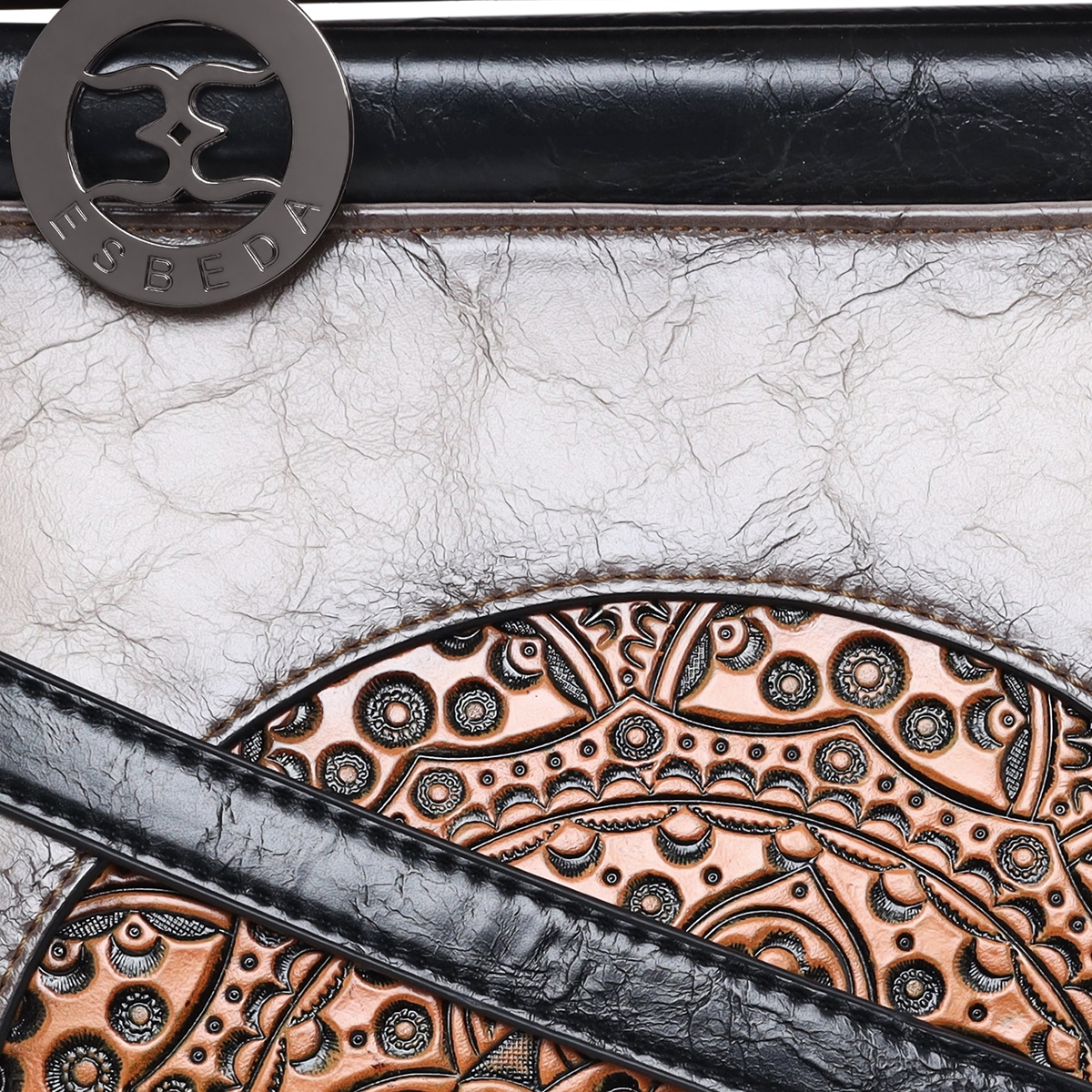 ESBEDA | Women's Grey PU Embroidered Handbags 6