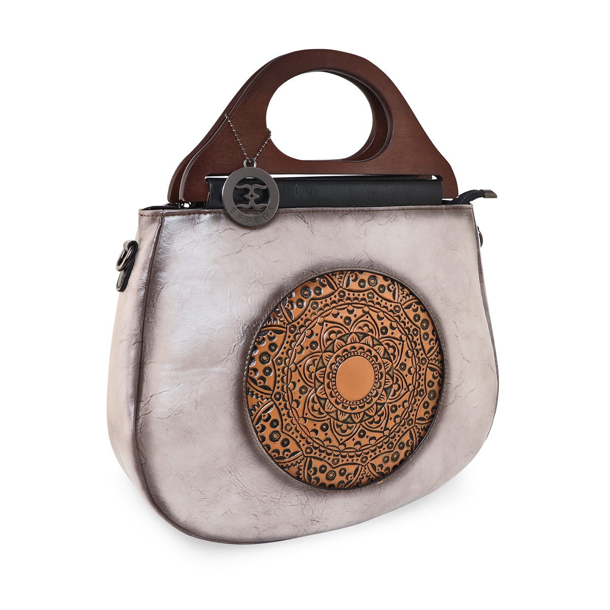 ESBEDA | Women's Grey PU Embroidered Handbags 7