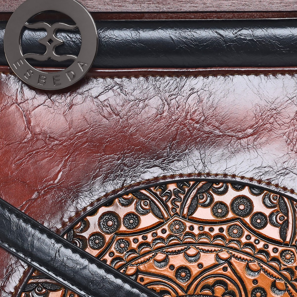 ESBEDA Rust Color Floral Embroidery Pattern Handbag for Women 