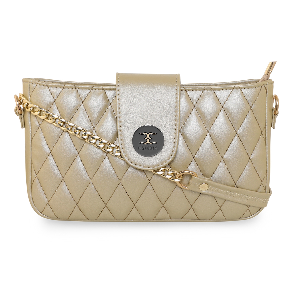 ESBEDA | Women's Gold PU Solid Sling Bags 0